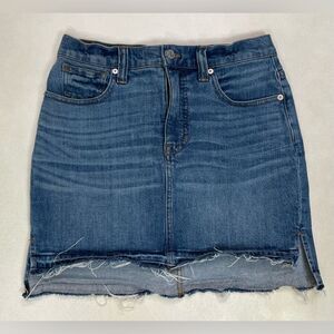 MADEWELL Step Hem Denim Jean Skirt Women Size 26 Blue Raw Frayed Hem G7100